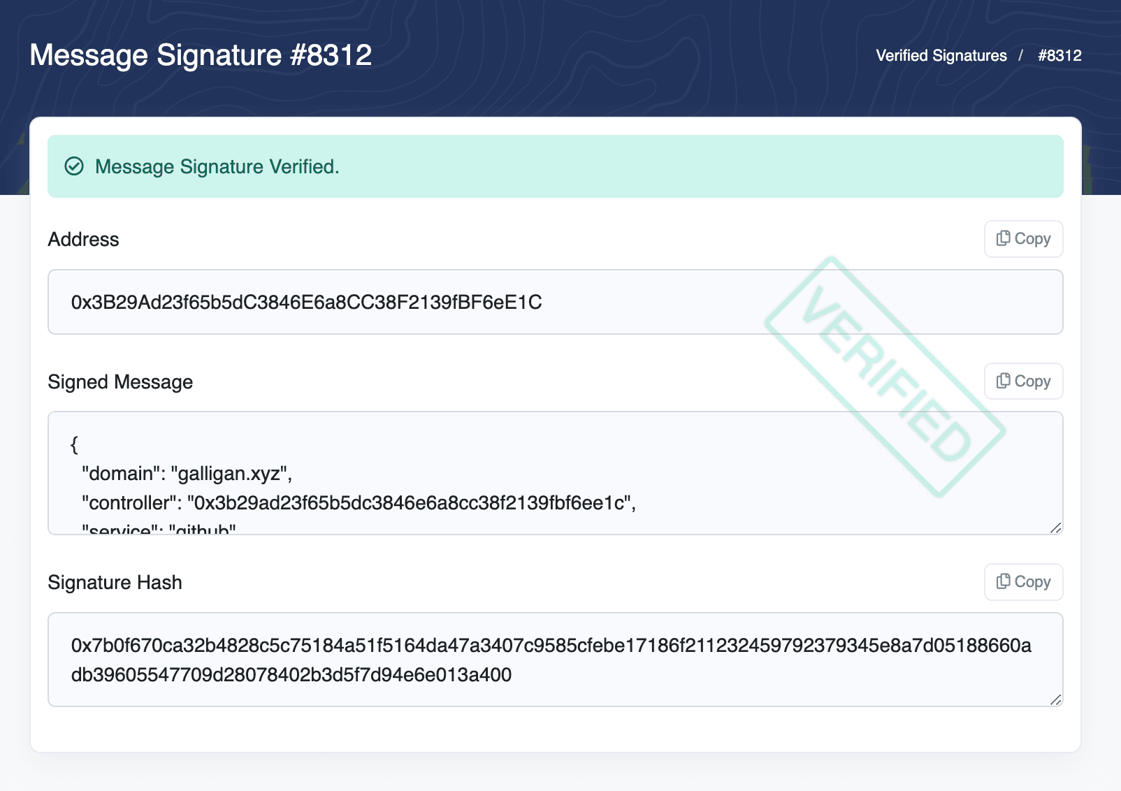 Claim verification with Etherscan